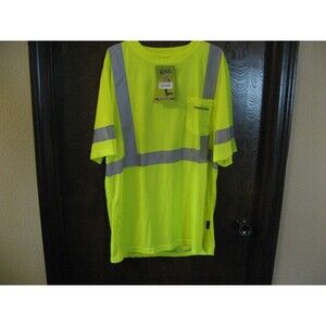 GSS High Visibility Safety Apparel Neon Yellow Reflective Work Shirt Sz XLT NWT